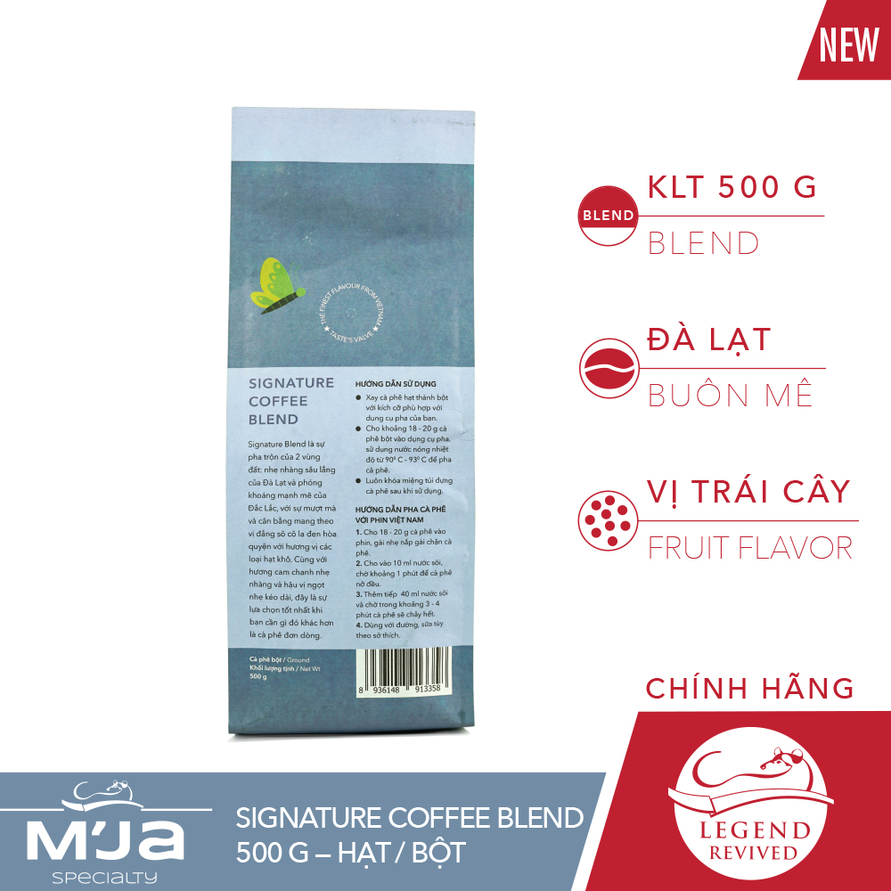 Cà Phê Đặc Sản M'JA Signature (Coffee Blend) 500g (Hạt/Bột) - Vị Thảo Mộc, Hương Các Loại Hạt Khô, Hậu Chua Cuốn Hút