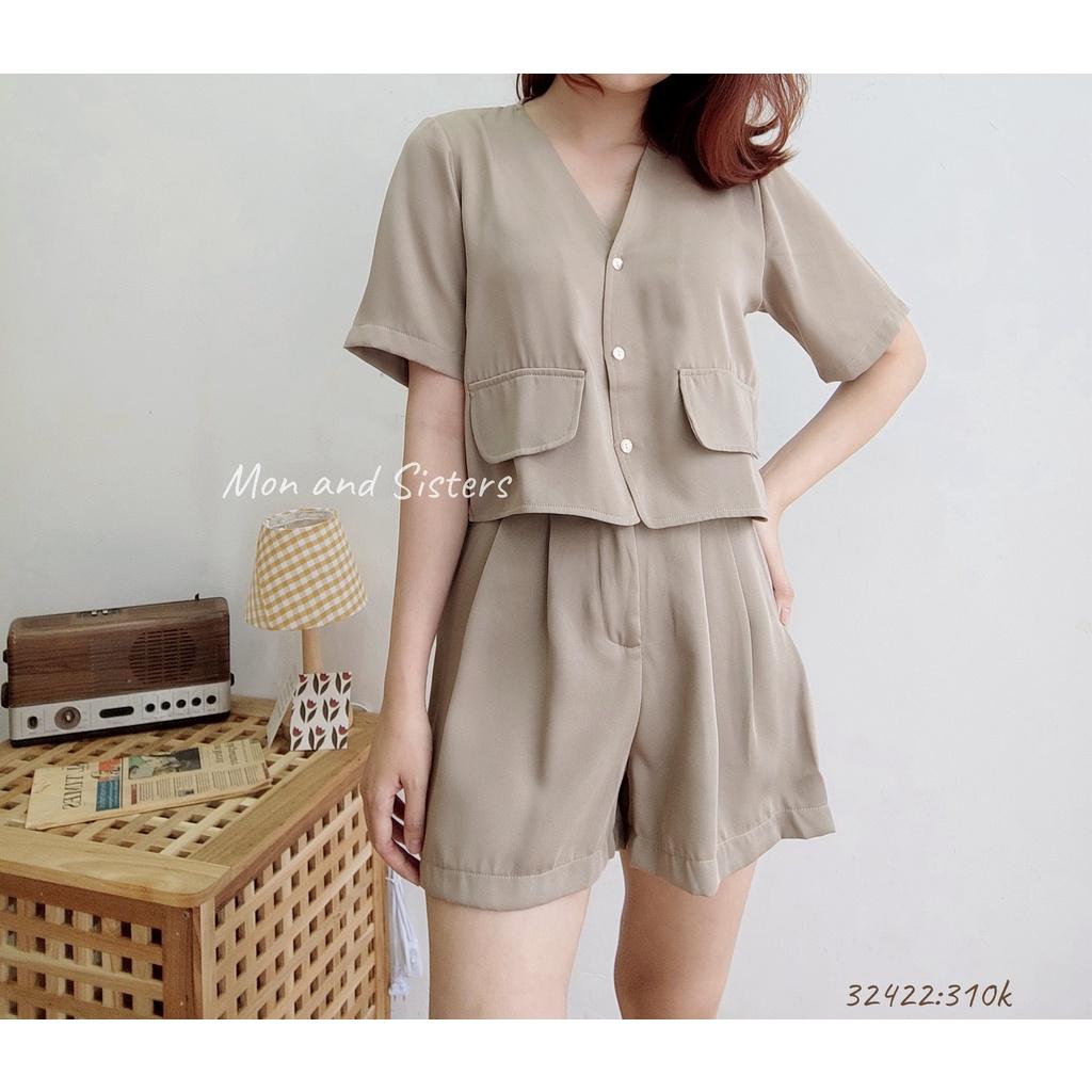 Set áo túi giả + quần short -- 32422
