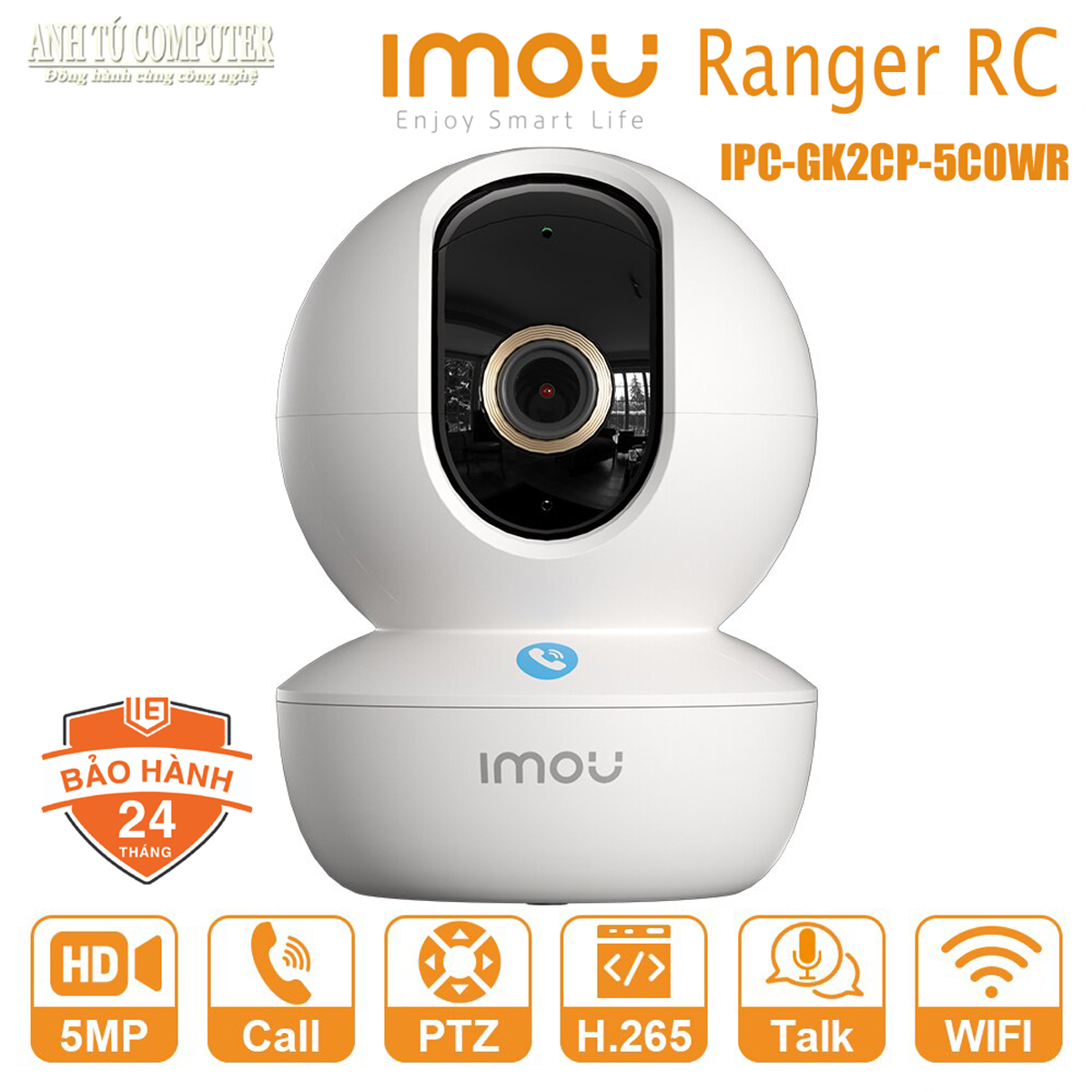 Camera WiFi quay quét 5MP IMOU IPC-GK2CP-5C0WR hàng chính hãng