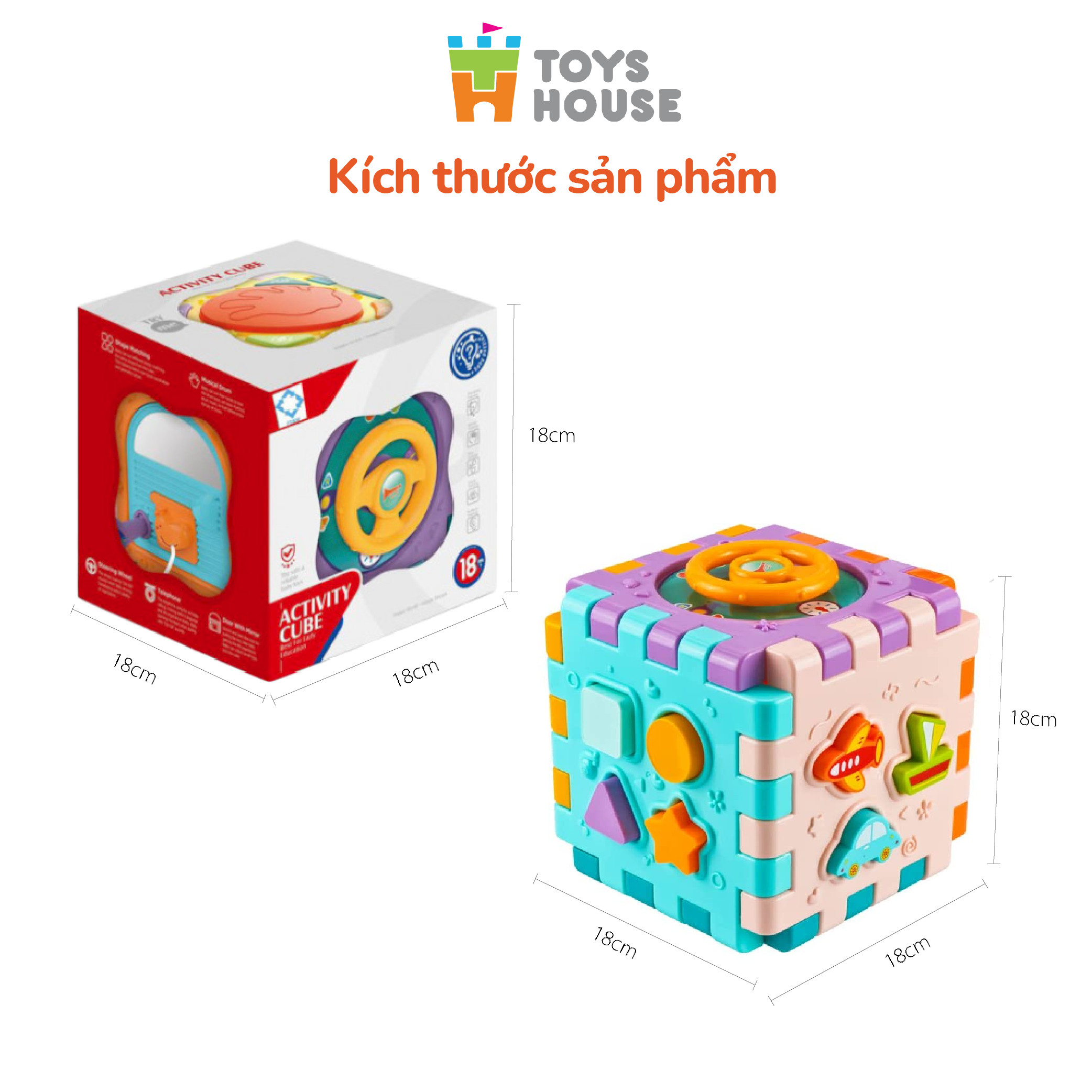 Set 6 miếng lắp ghép thả khối có đèn nhạc - Đồ chơi tiền giáo dục cho bé ToysHouse HE0530