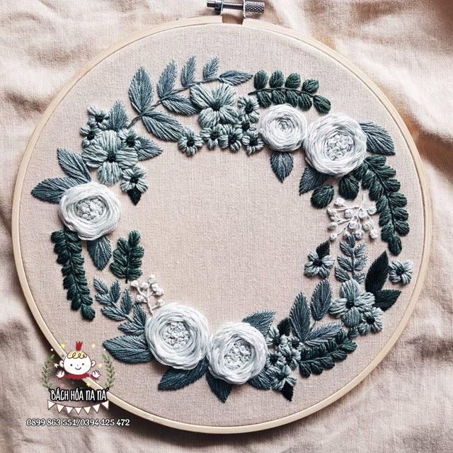 Kit Thêu Tay Tranh Hoop Hoa trang trí DIY Handmade Phong cách Trang Nhã Hàn Quốc Nguyên Liệu Thêu - Bách hóa Na Na