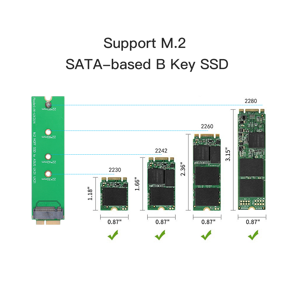Bộ Chuyển Đổi Thẻ SSD M.2 Ngff Sang Asus UX21 / UX31 Hỗ Trợ Chuyển Đổi Đĩa Cứng 2230/2242/2260/2280
