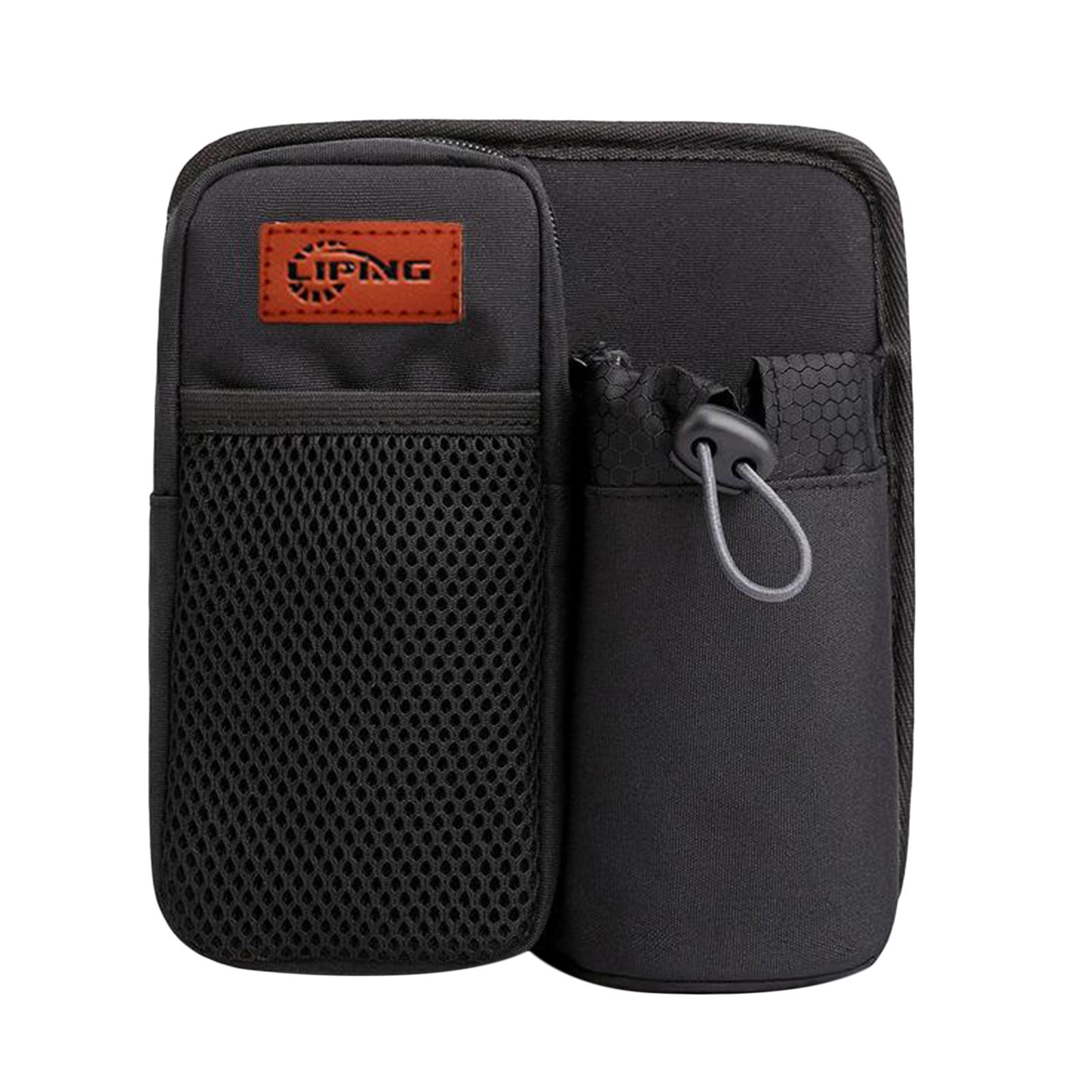 Front Bike Handlebar Bag Storage Phone Holder Bottle Drawstring Pouch Black