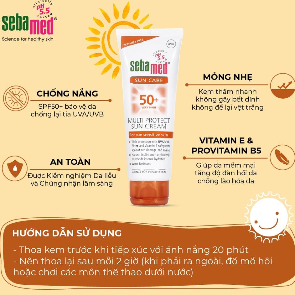 Kem chống nắng dành cho da nhạy cảm Sebamed Multi Protect Sun Cream SPF50+ 10ml