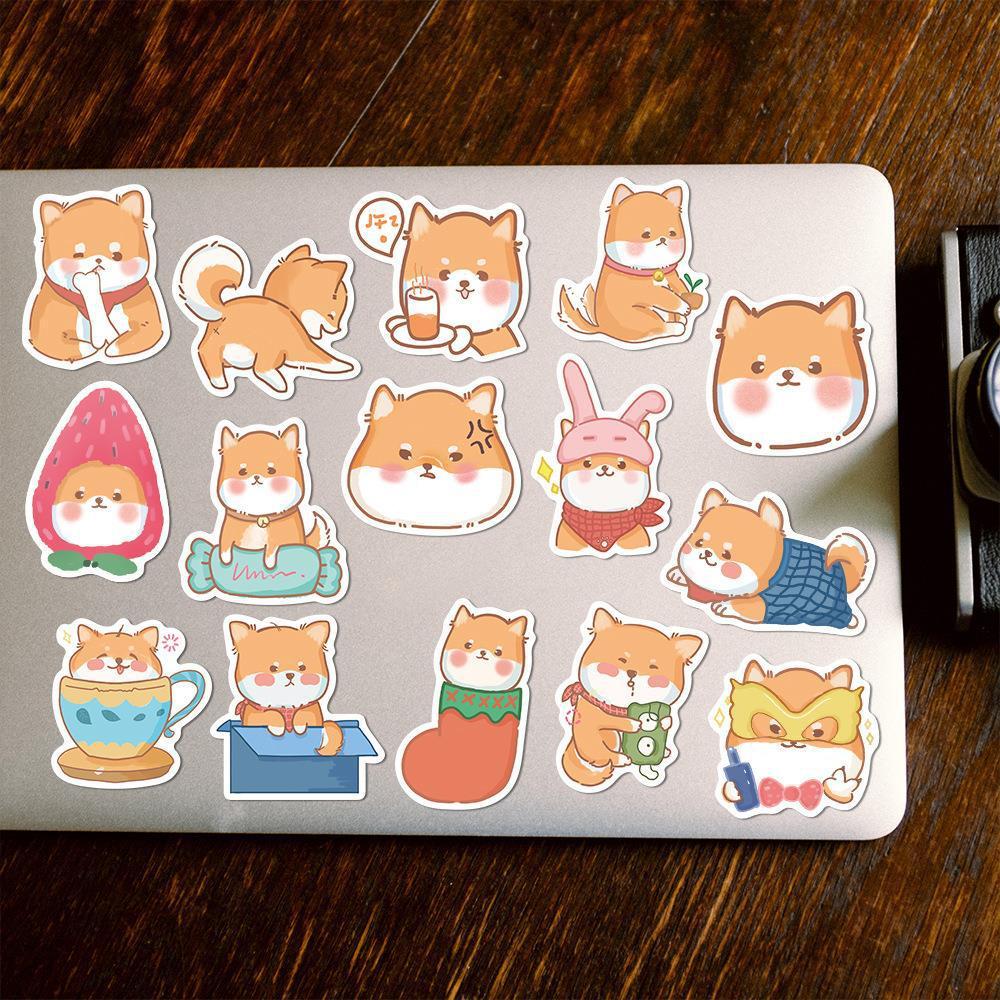 Sticker shiba inu chibi hoạt hình cute trang trí mũ bảo hiểm,guitar,ukulele,điện thoại,sổ tay,laptop-mẫu S61