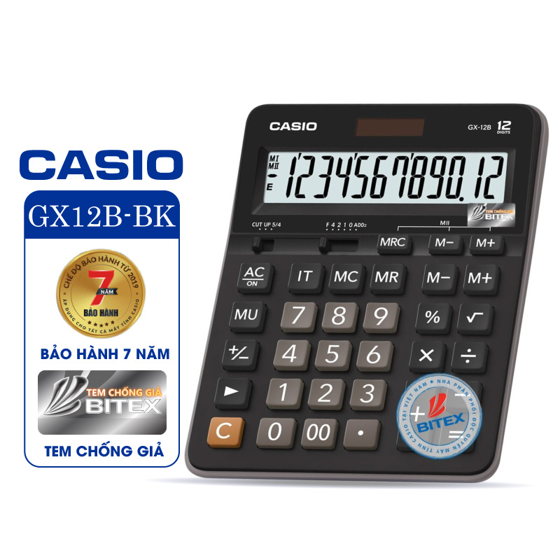 Máy tính Casio GX-12B, Bảo hành 7 năm - Hàng chính hãng Bitex