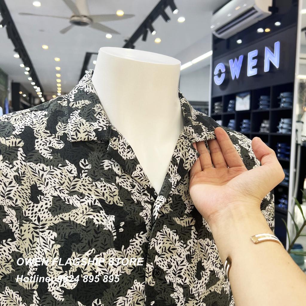 Áo Sơ mi Owen nam ngắn tay dáng Relaxfit sợi Viscose cao cấp mềm mịn mát AE230067N
