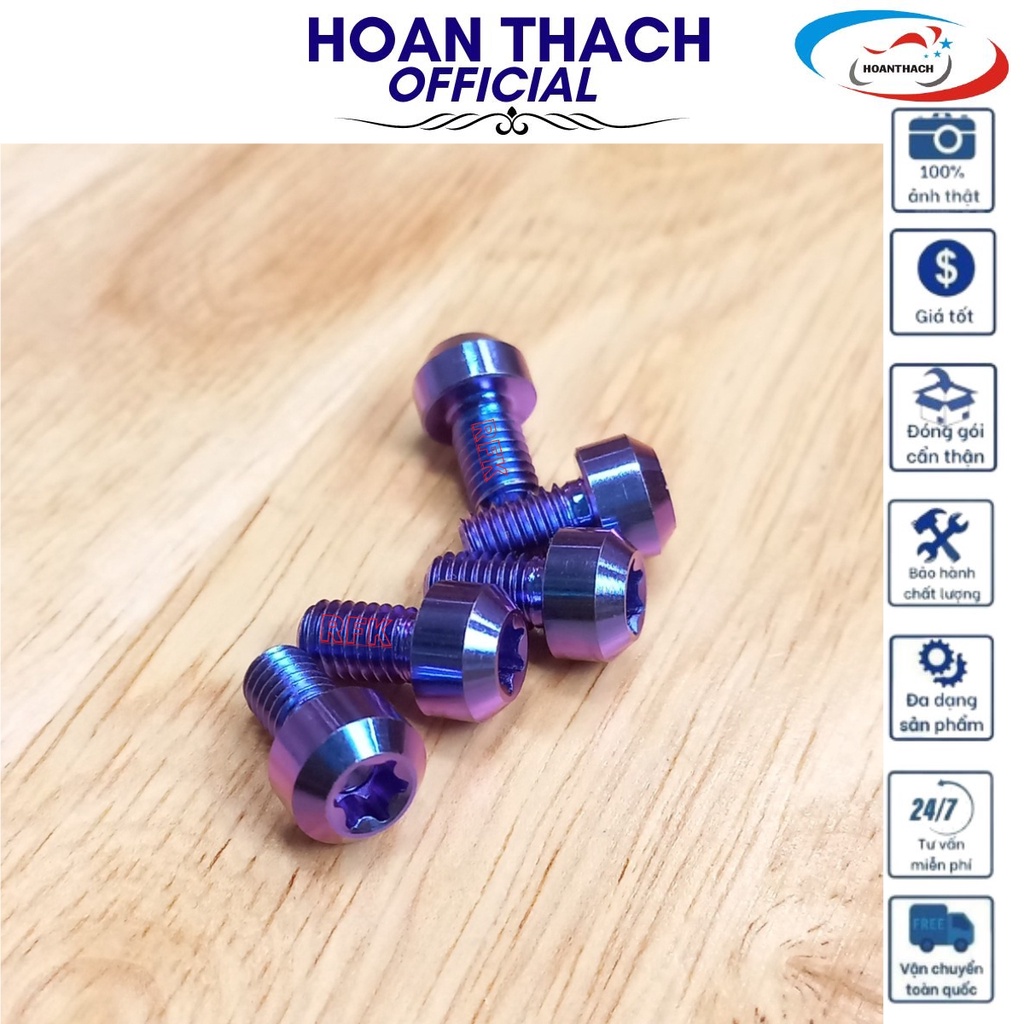 Ốc Titan GR5 6L10 trụ xanh tím dùng cho nhiều dòng xe HOANTHACH SP007832 (giá 1 con)