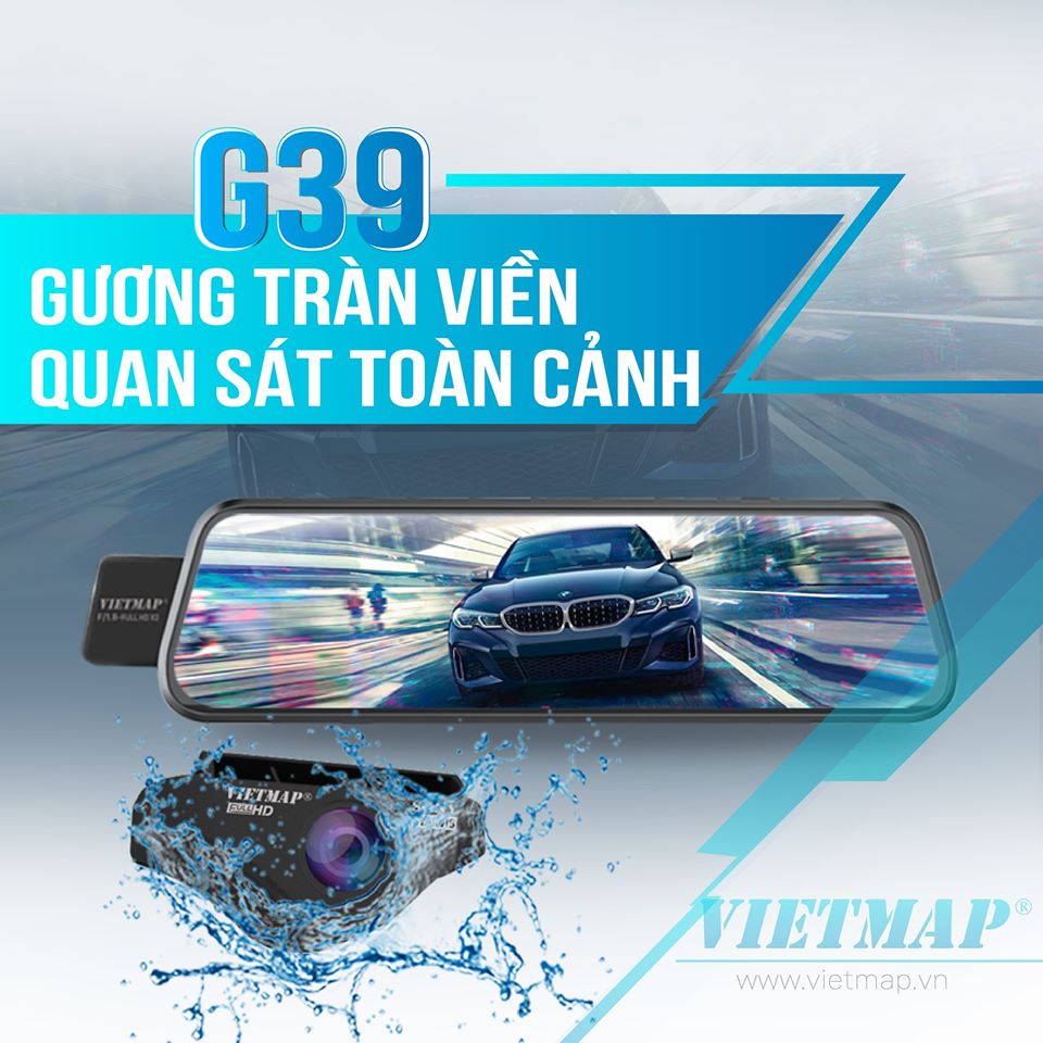 Vietmap G39 - Camera hành trình Dạng gương TRÀN VIỀN điện tử thông minh  - HÀNG CHÍNH HÃNG