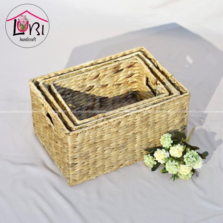 Sọt đựng đồ lục bình hình chữ nhật bộ 3 - xinh xắn