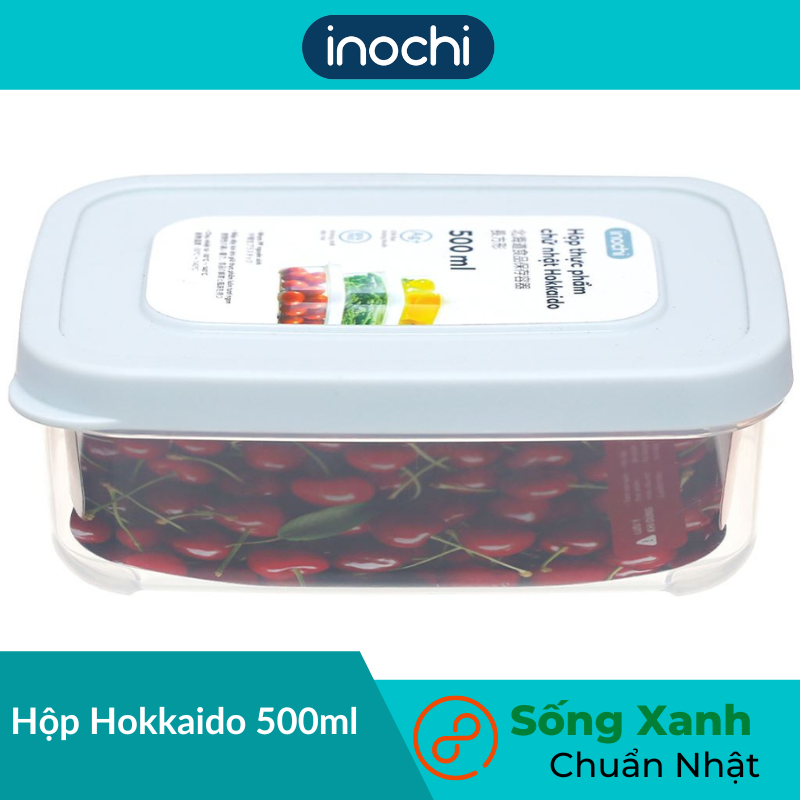 Hộp thực phẩm inochi chữ nhật Hokkaido 500ml, 750ml, 1L, 1.5L, 2L, 2.5L- màu ngẫu nhiên