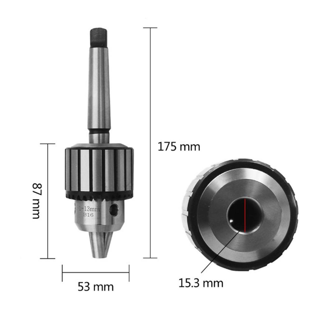 Machine Precision Carbon Steel Keyless Lathe Drill Chuck MT2-B16 1-13mm Range
