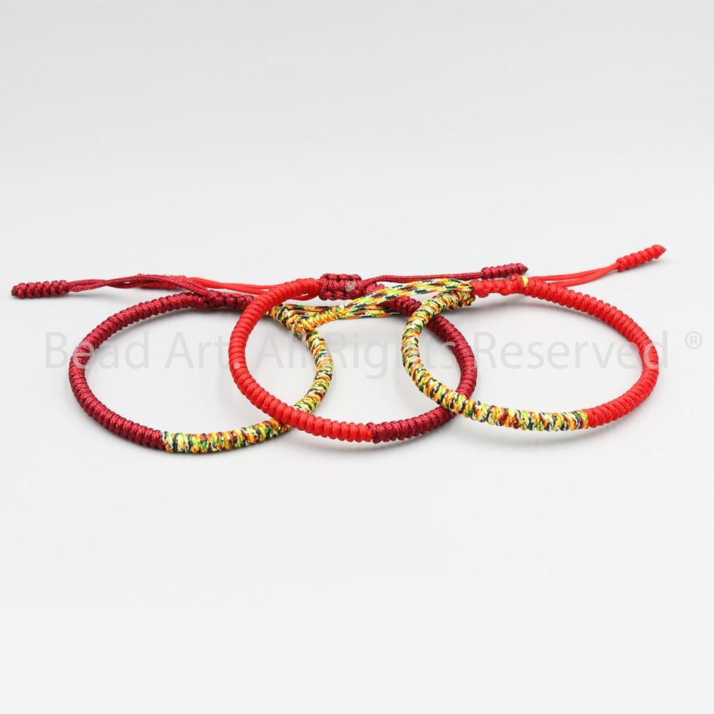 Vòng Tay Dây Ngũ Sắc Thắt Chỉ Màu Tibet Handmade , Hợp Mệnh Hoả, Thổ, Vòng Tay Phong Thuỷ, Chuỗi Hạt - Bead Art
