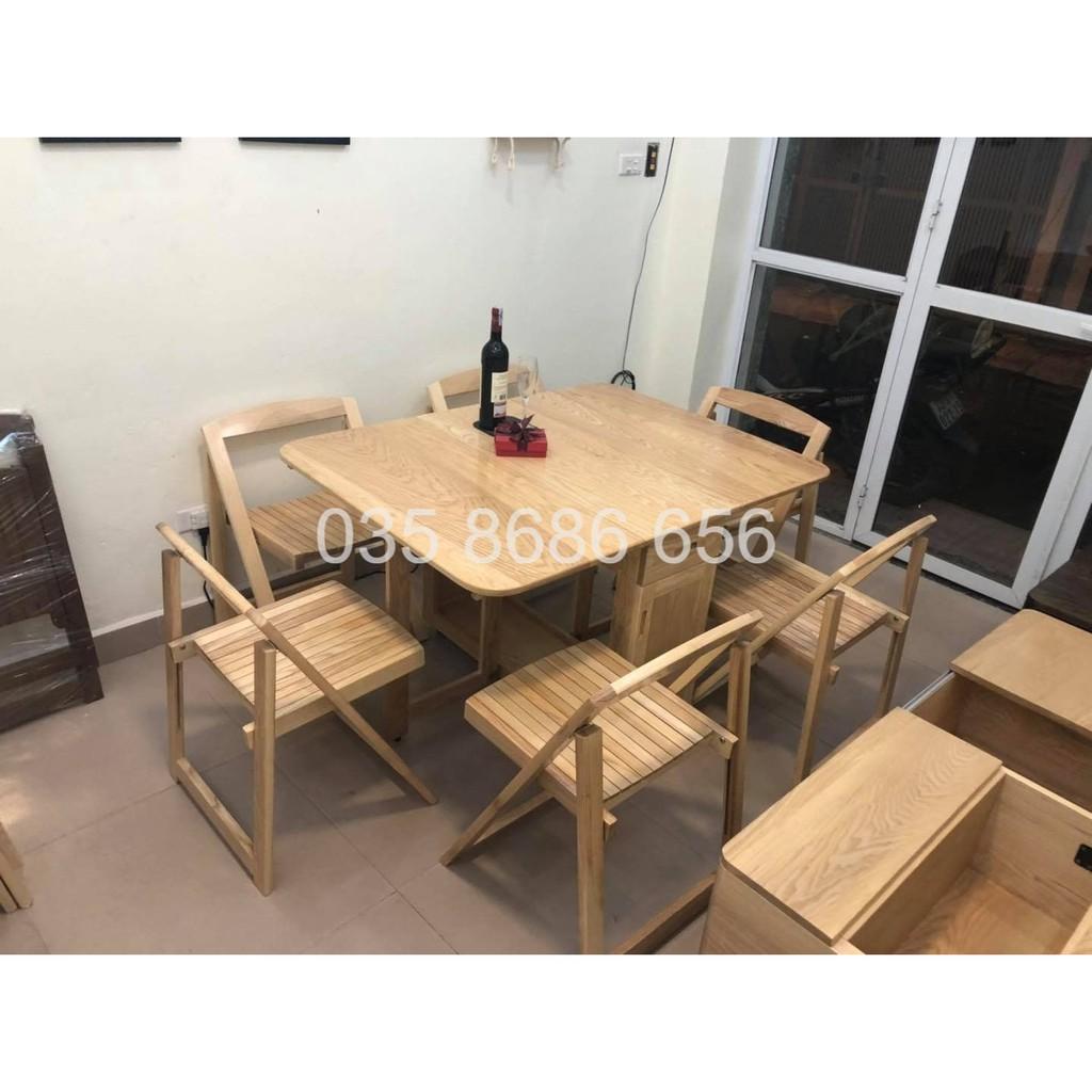 BÀN ĂN THÔNG MINH GỖ SỒI TỰ NHIÊN – BẢO HÀNH 2 NĂM