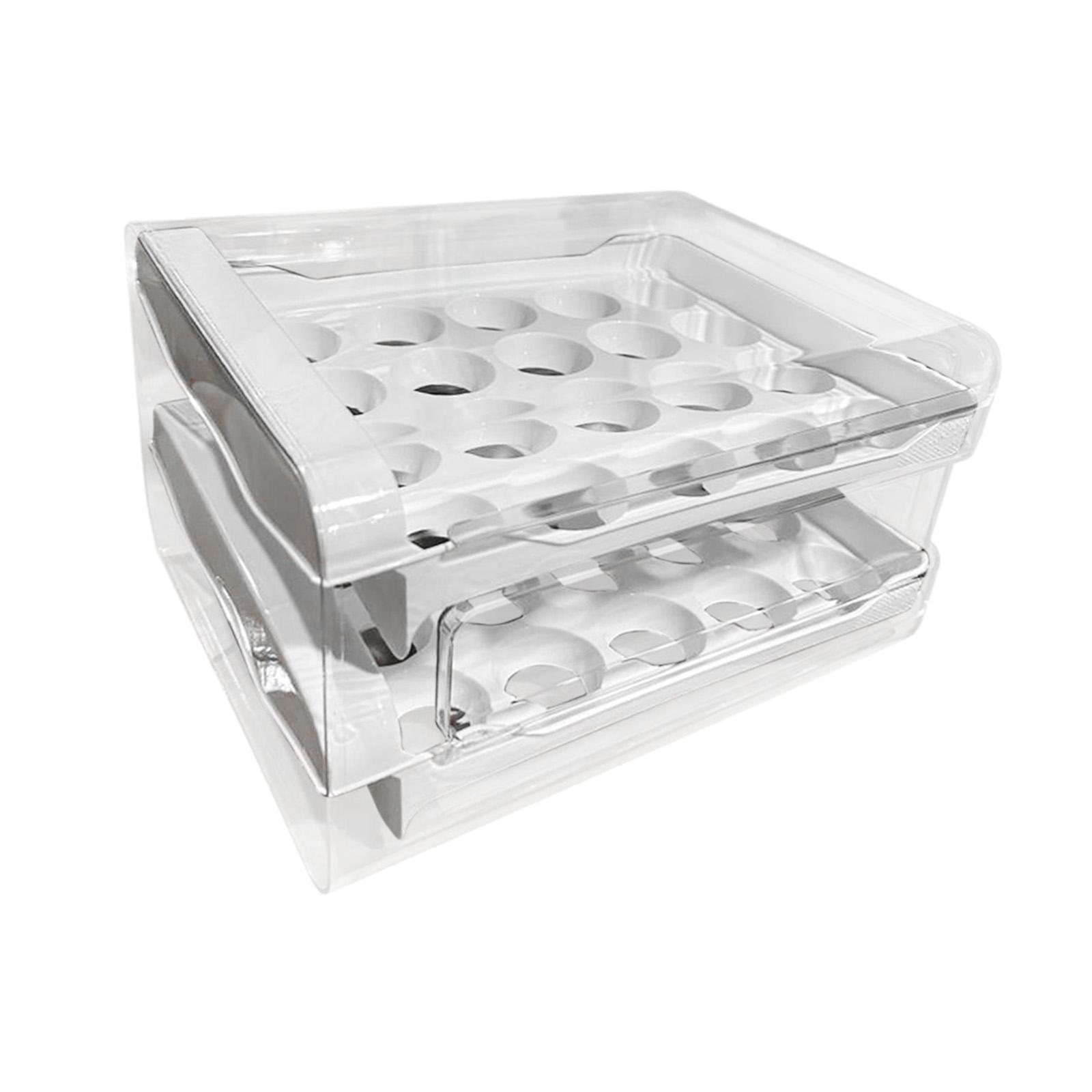 2 Layer Egg Holder Egg Storage Container Reusable Space Saving Durable Egg Fresh Storage Box Egg Tray for Cupboard Countertop Refrigerator