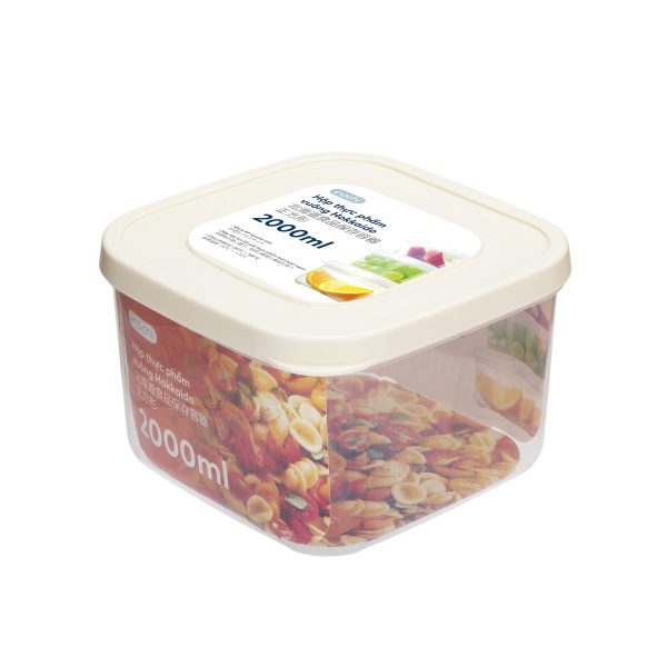 Hộp thực phẩm vuông Hokkaido 2000ml - Giao màu ngẫu nhiên