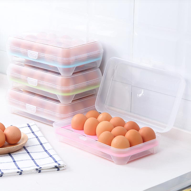 Hộp nhựa đựng trứng trong suốt 15 ô có nắp đậy HT178 - Giao Ngẫu Nhiên