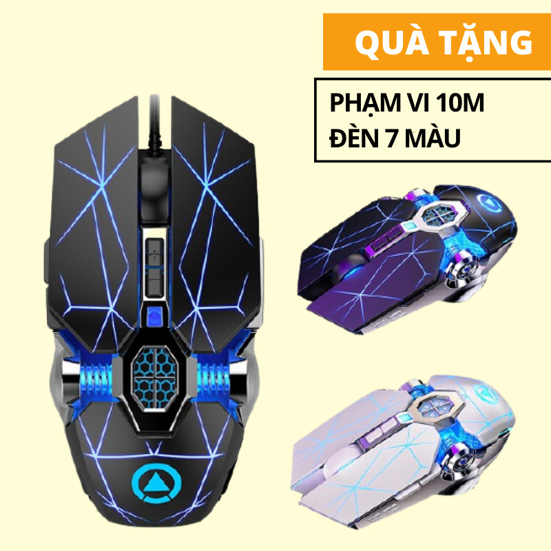 [ DPI Khủng 3200 - 7 Màu Đèn ] - Chuột Máy Tính Có Dây / Không Dây Game Thủ LED Nhiều Màu THE DEOSD DE-D07 - Tặng 1 Thẻ Quà Tặng