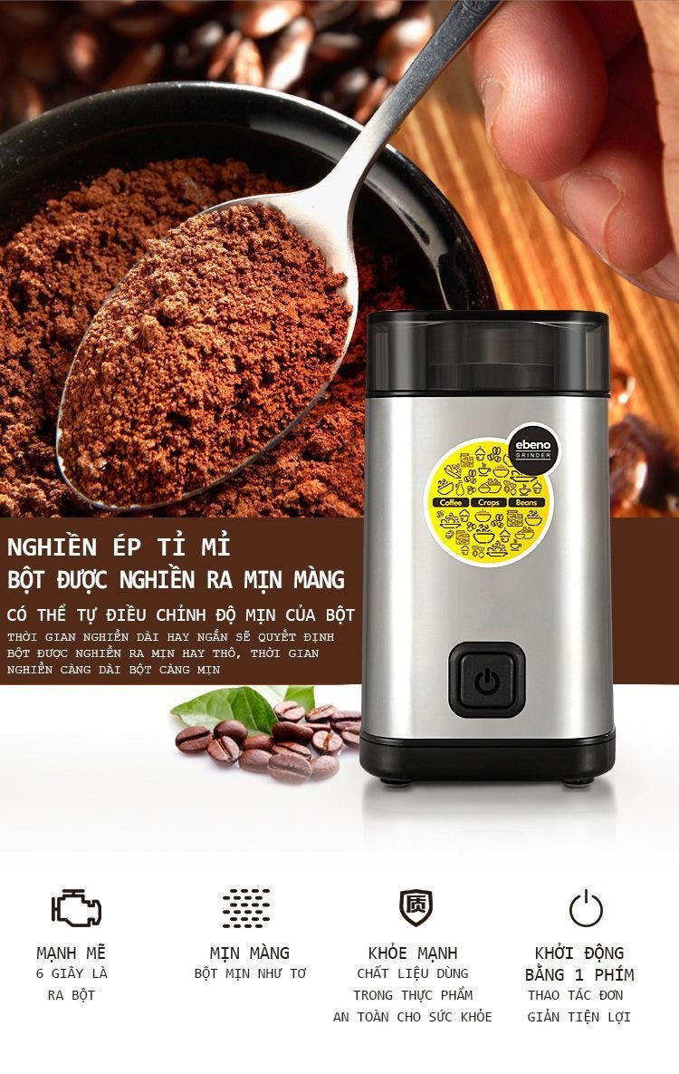 Máy Nghiền Xay Hạt Điện 220V Beans Grinder Đạt chuẩn EU, USA BLADE