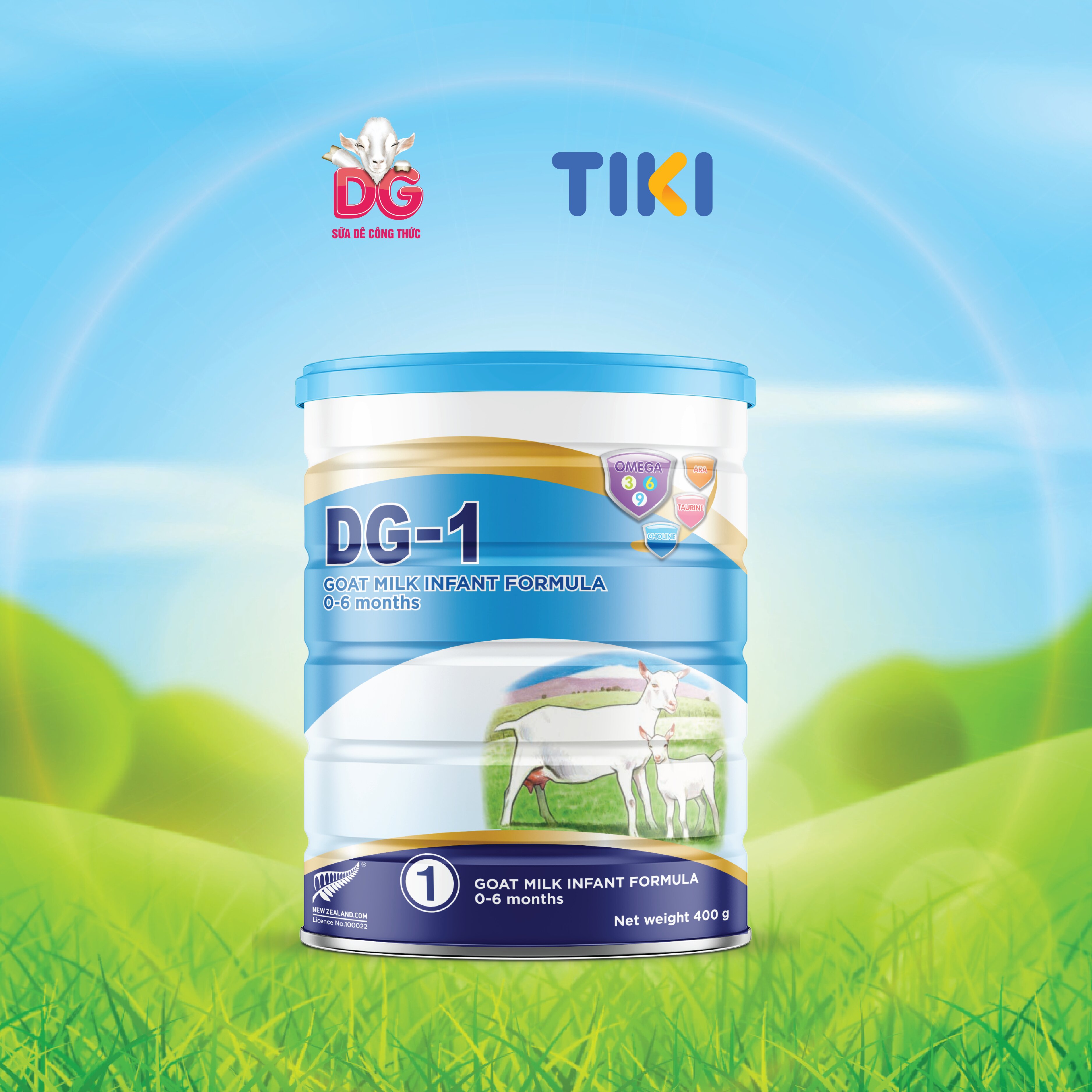 Combo 3 lon Sữa Dê DG-1 400g Tặng 1 hộp Viên Sữa Dê DKids