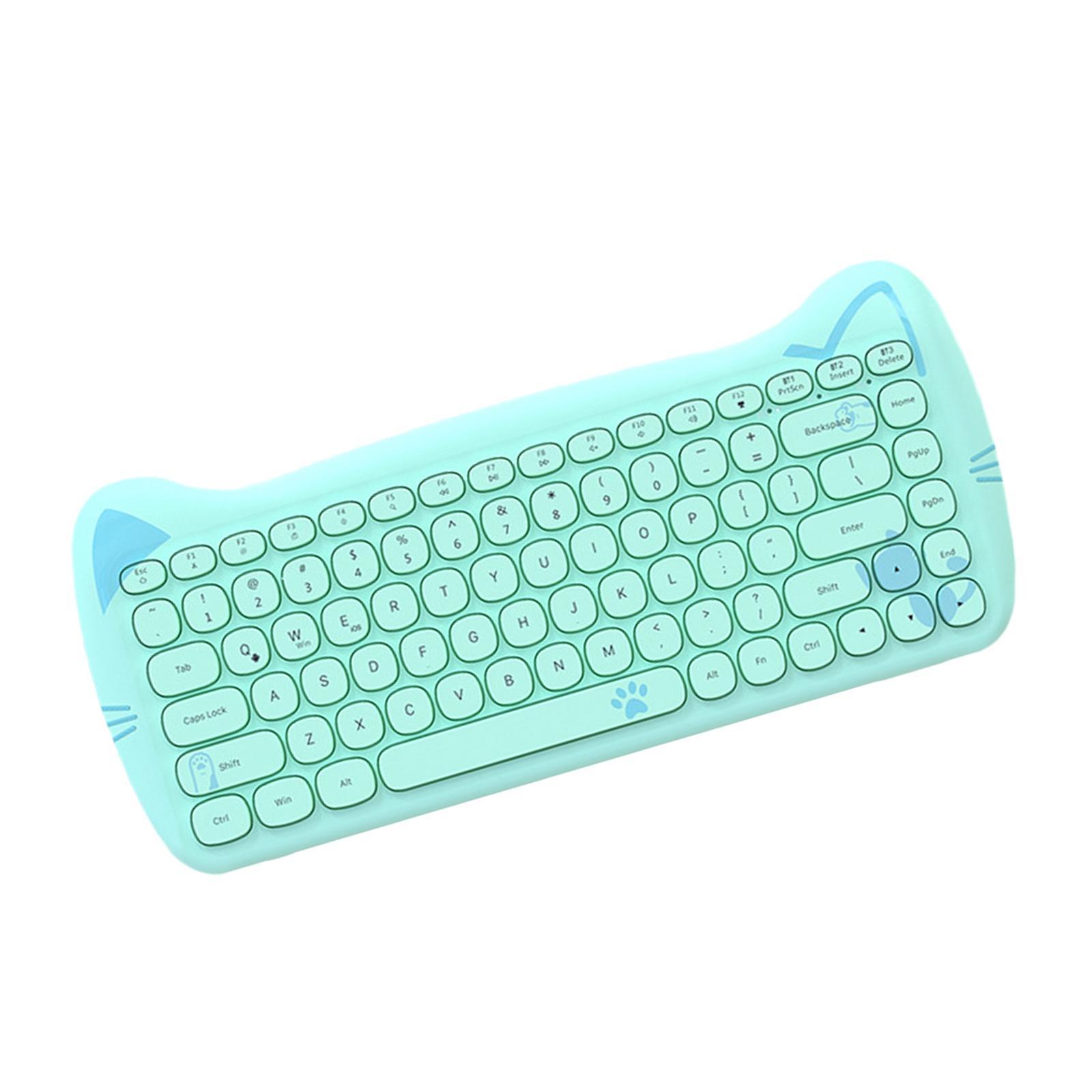 Cute 2.4G Wireless Keyboard 84-Key Desktop Bluetooth/Wired Gaming Keypad for Android Windows