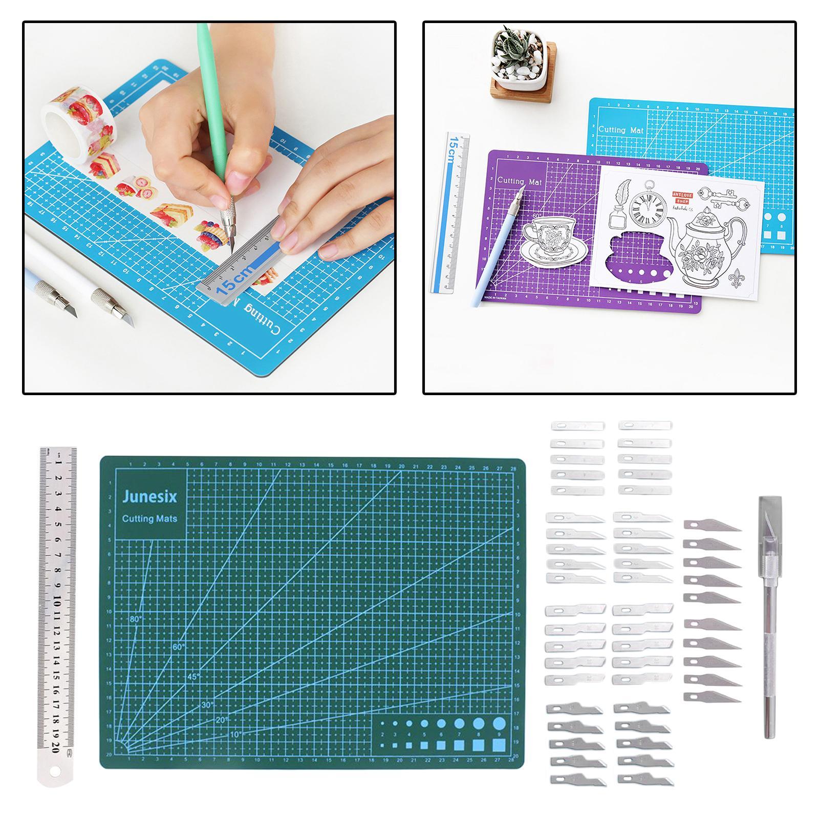 Precision Carving Craft Hobby Kit Includes Carving Blades, Cutting Board, Steel Ruler for DIY Art Work Cutting, Stencil, Scrapbook