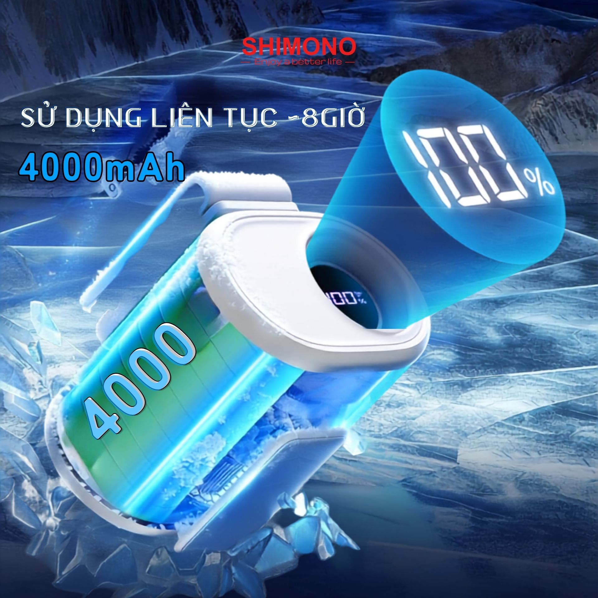 Quạt Kẹp Thắt Lưng SHIMONO SM-WF68 Tốc Độ Cao, Pin 4000mAh, Điều chỉnh 360°, Quạt Đeo Eo Rảnh Tay  - Hàng Chính Hãng