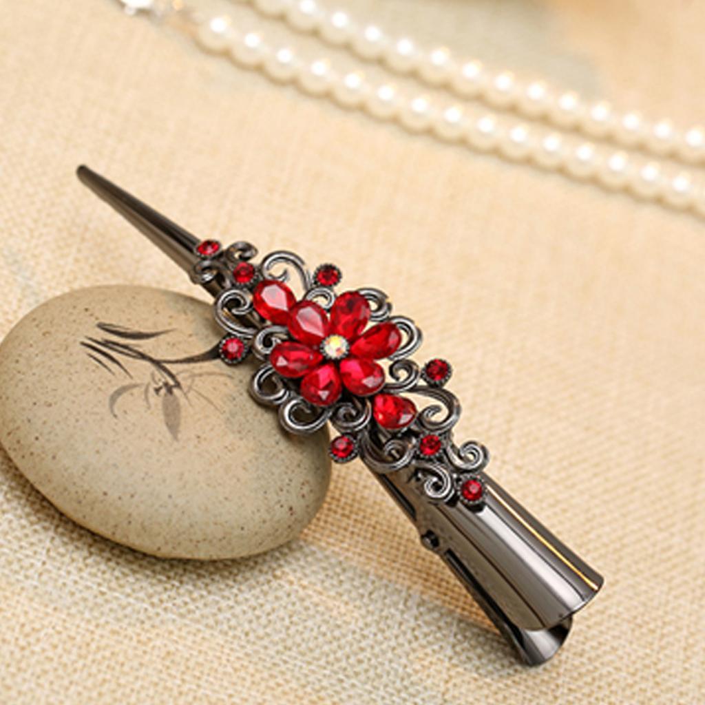 5Pack Fashion Hair Styling Tools Plated Rhinestone Hair Clip Duckbill Clips