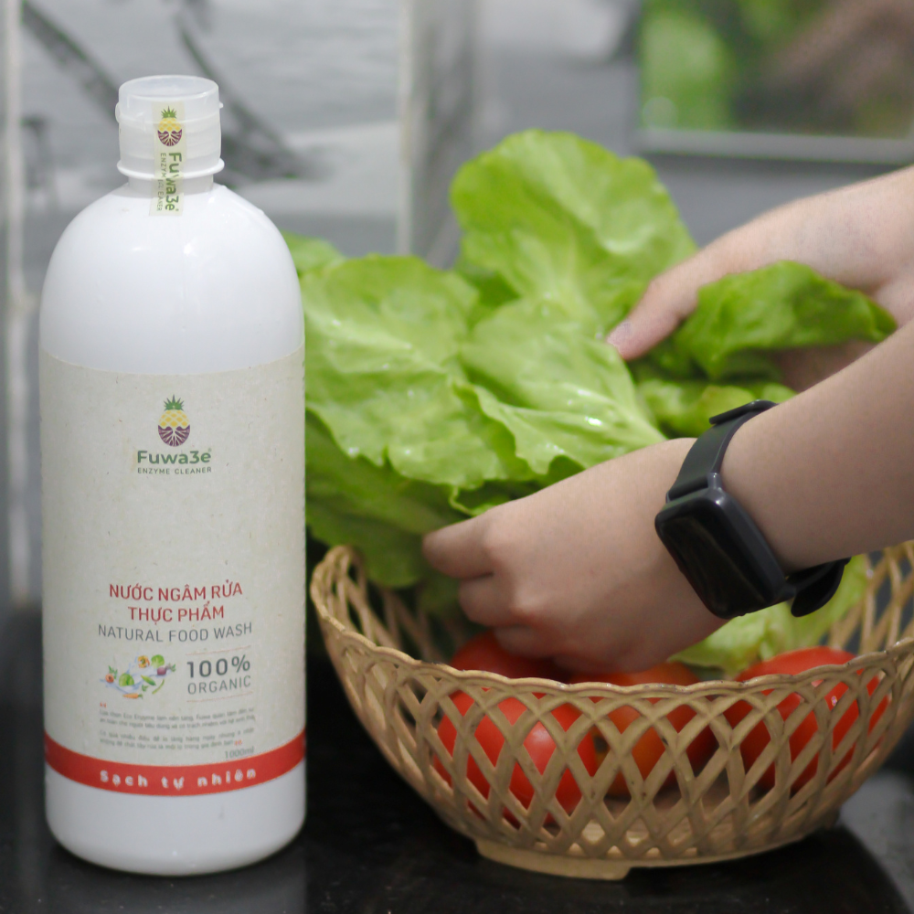 Nước ngâm rửa thực phẩm Fuwa3e hữu cơ organic khử mùi loại bỏ thuốc sâu chất bẩn 1L