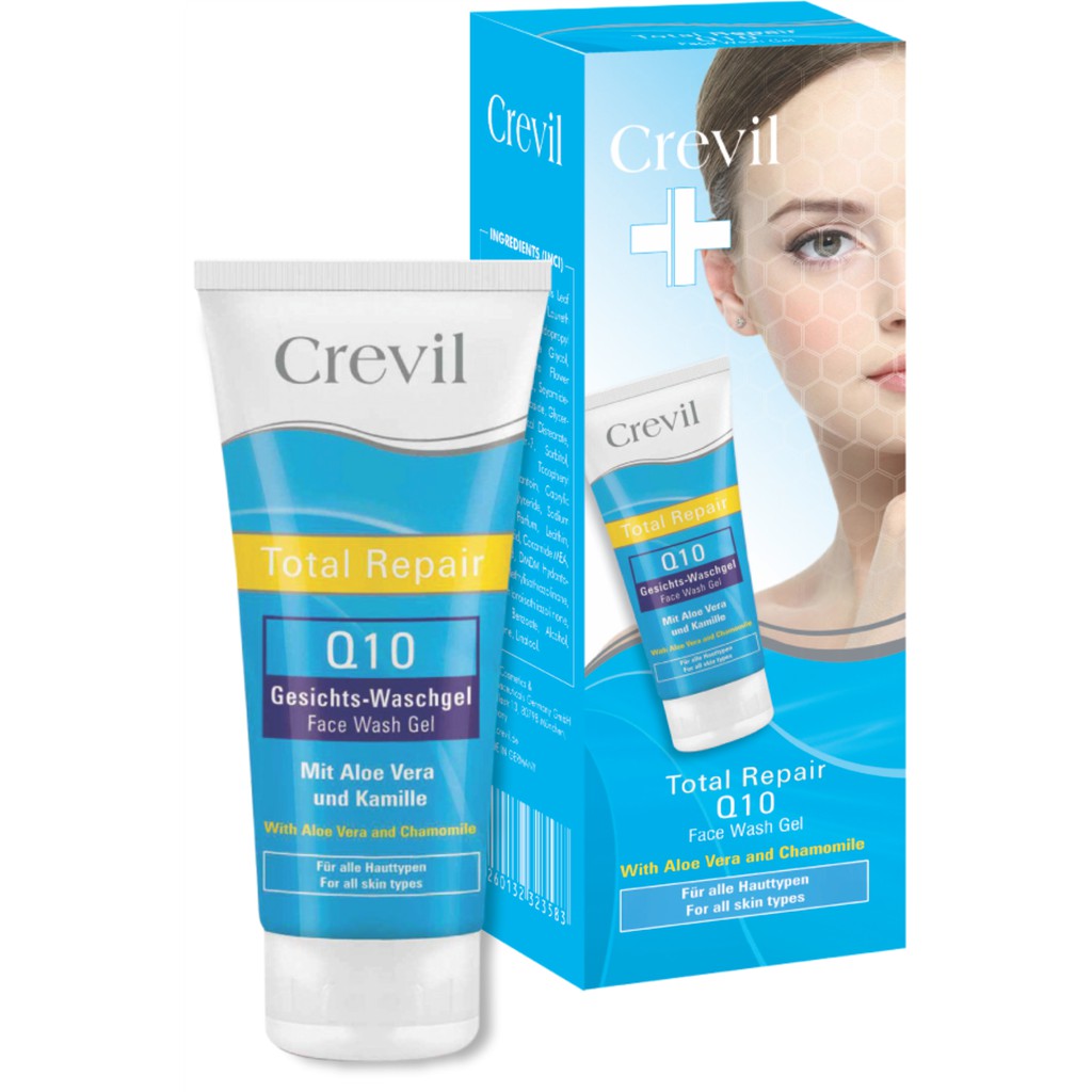 Gel rửa mặt Crevil Total Repair Q10 - Giúp làm sạch, chăm sóc và dưỡng da mặt, tẩy bã nhờn, ngăn ngừa lão hoá và chống oxy hoá