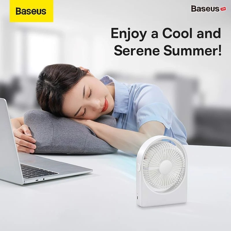 Quạt Mini Pin Sạc Để Bàn Baseus Serenity Desktop Fan Pro 2000 mAh - Hàng Chính Hãng