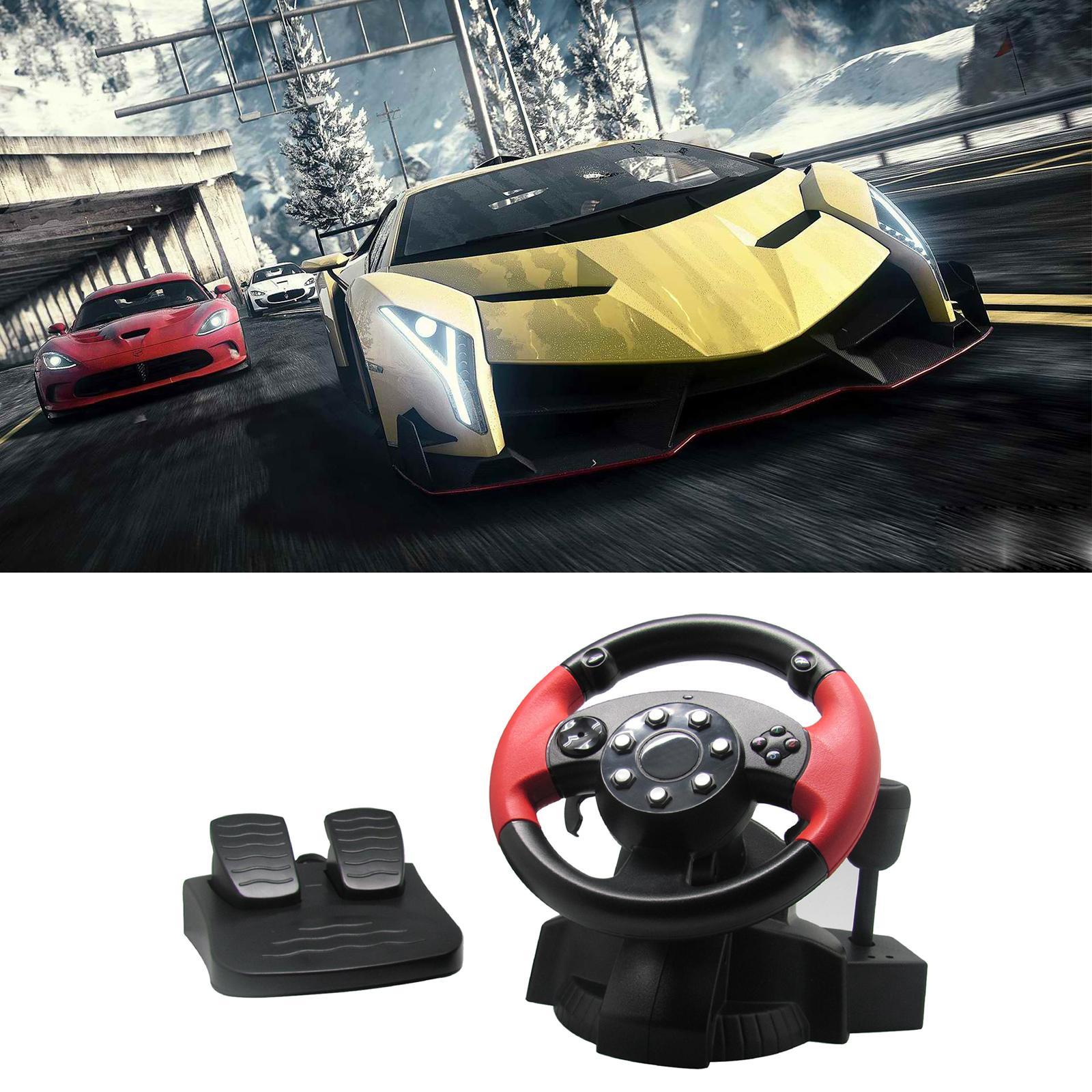 Gaming Racing Simulator Vibration PC Steering Wheel & Pedal For PS3/