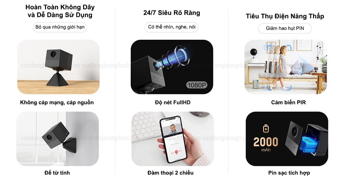 Camera dùng Pin sạc không dây Ezviz BC2 Mini đàm thoại 2 chiều - Hàng chính hãng