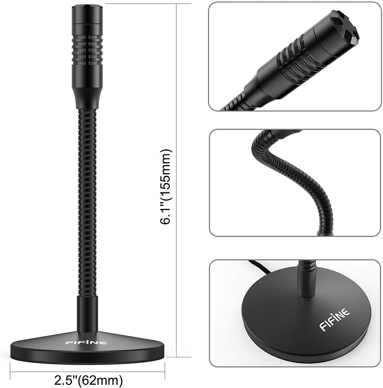 Microphone thu âm Mini FIFINE K050 USB dùng cho PC/Laptop - Hàng Chính Hãng