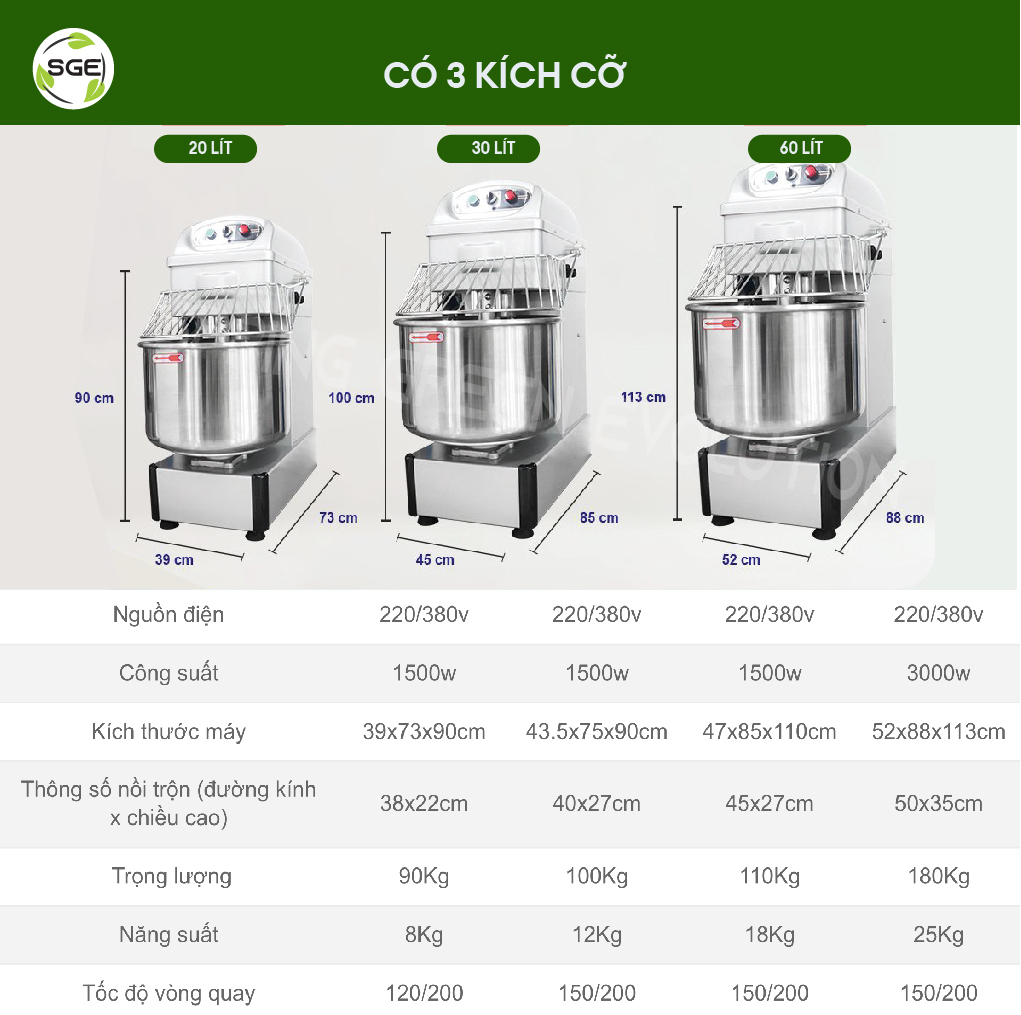Máy Trộn Thực Phẩm Công Suất Cao DK30 . Cực Kì Mạnh Mẽ, Trang Bị Motor Công Suất Cao, Trộn Mọi Thực Phẩm. Hàng Nhập Khẩu Chính Hãng SGE Thailand