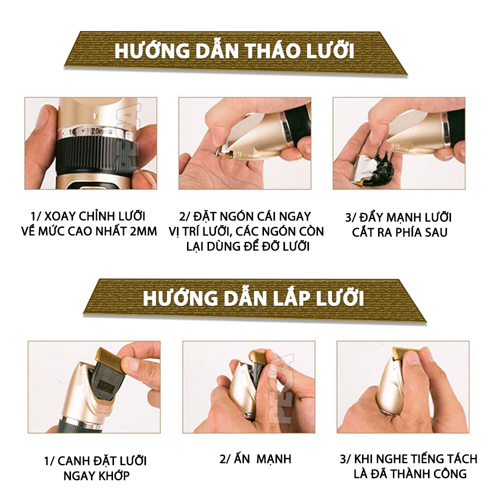 Tông đơ cắt tóc không dây Kemei KM-1255 dùng cho cá nhân và gia đình - Hàng chính hãng