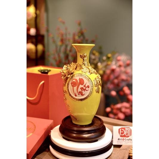 Bình hút lộc Bát Tràng, Bảo bình dát vàng H30