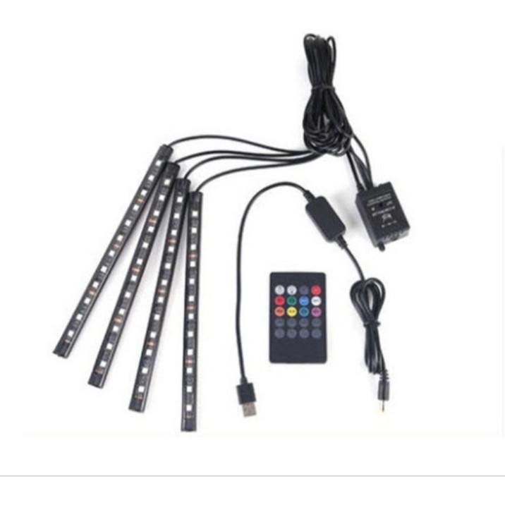 ĐÈN GẦM 4 dải 9 LED độ gầm ghế đổi màu nguồn USB và tẩu 12v nháy 8 màu siêu độc đáo