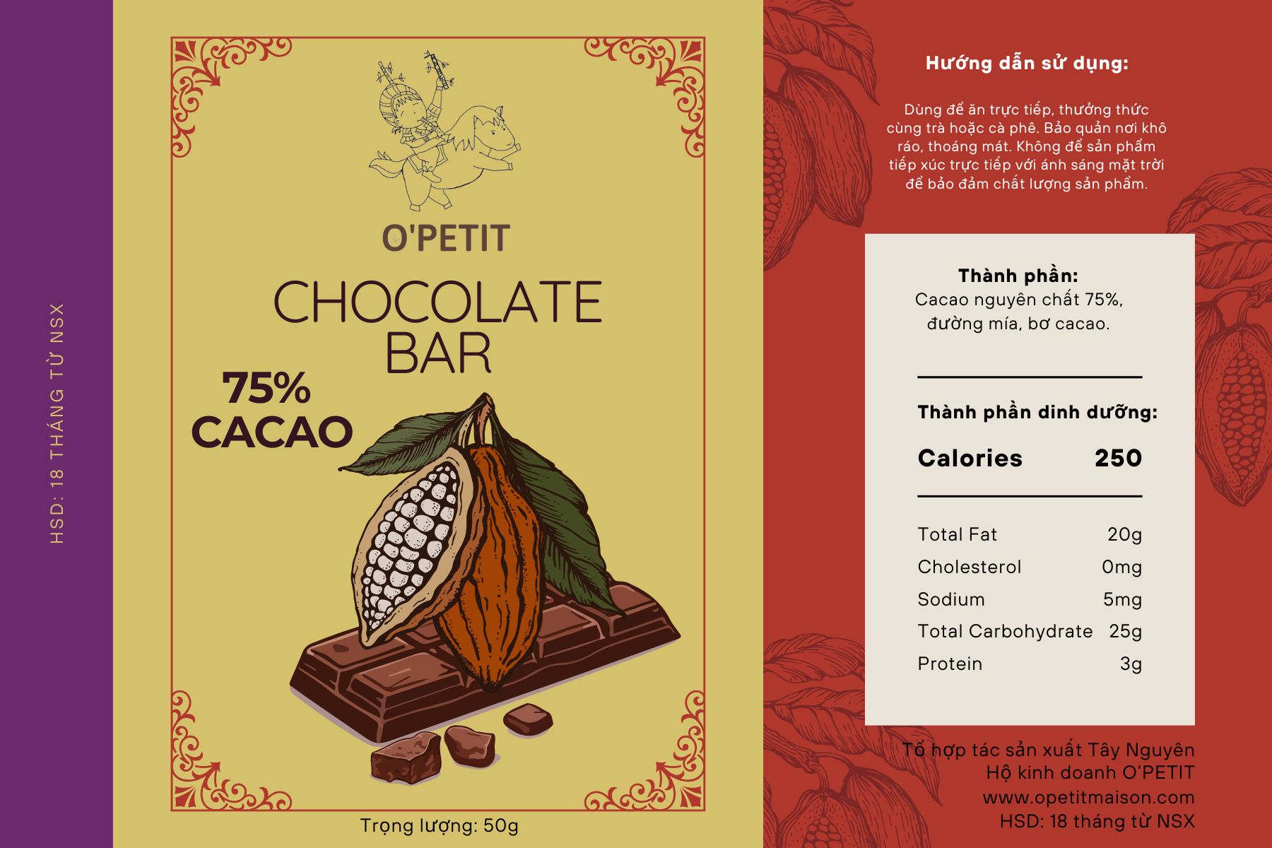 Combo 2 Thanh Sô Cô La 60% Cacao Nguyên Chất – Hương Vị Đặc Biệt, Ngọt Ngào | O'PETIT