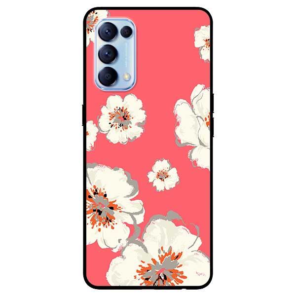 Ốp lưng dành cho Oppo Reno 5 / 5 Pro - Hoa Trắng Nền Hồng
