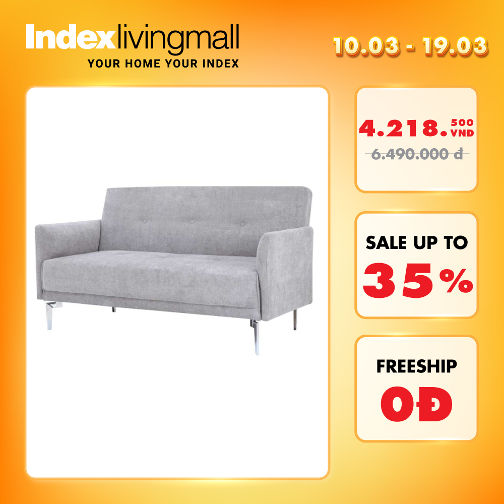 Ghế sofa đôi KURT khung gỗ chân thép bền chắc, đệm bọc vải cao cấp màu xám | Index Living Mall - Phân phối độc quyền tại Việt Nam