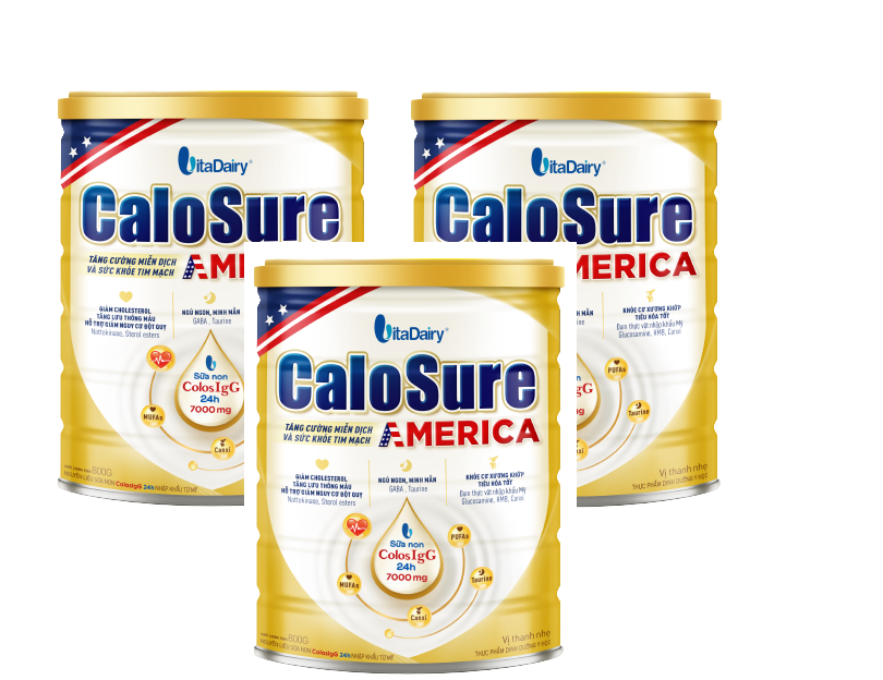 Bộ 3 lon sữa Dinh dưỡng CaloSure lon 800g - Tăng cường miễn dịch và sức khoẻ tim mạch