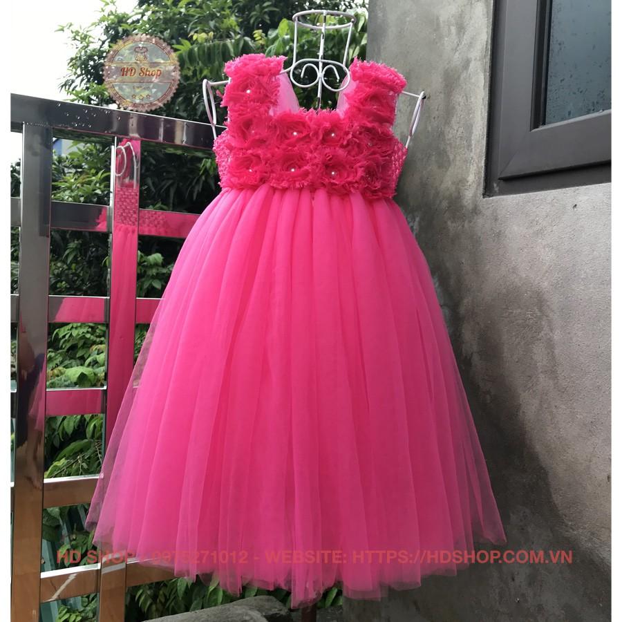 Váy tutu cho bé ️️ Váy tutu hông sen hoa 3D le