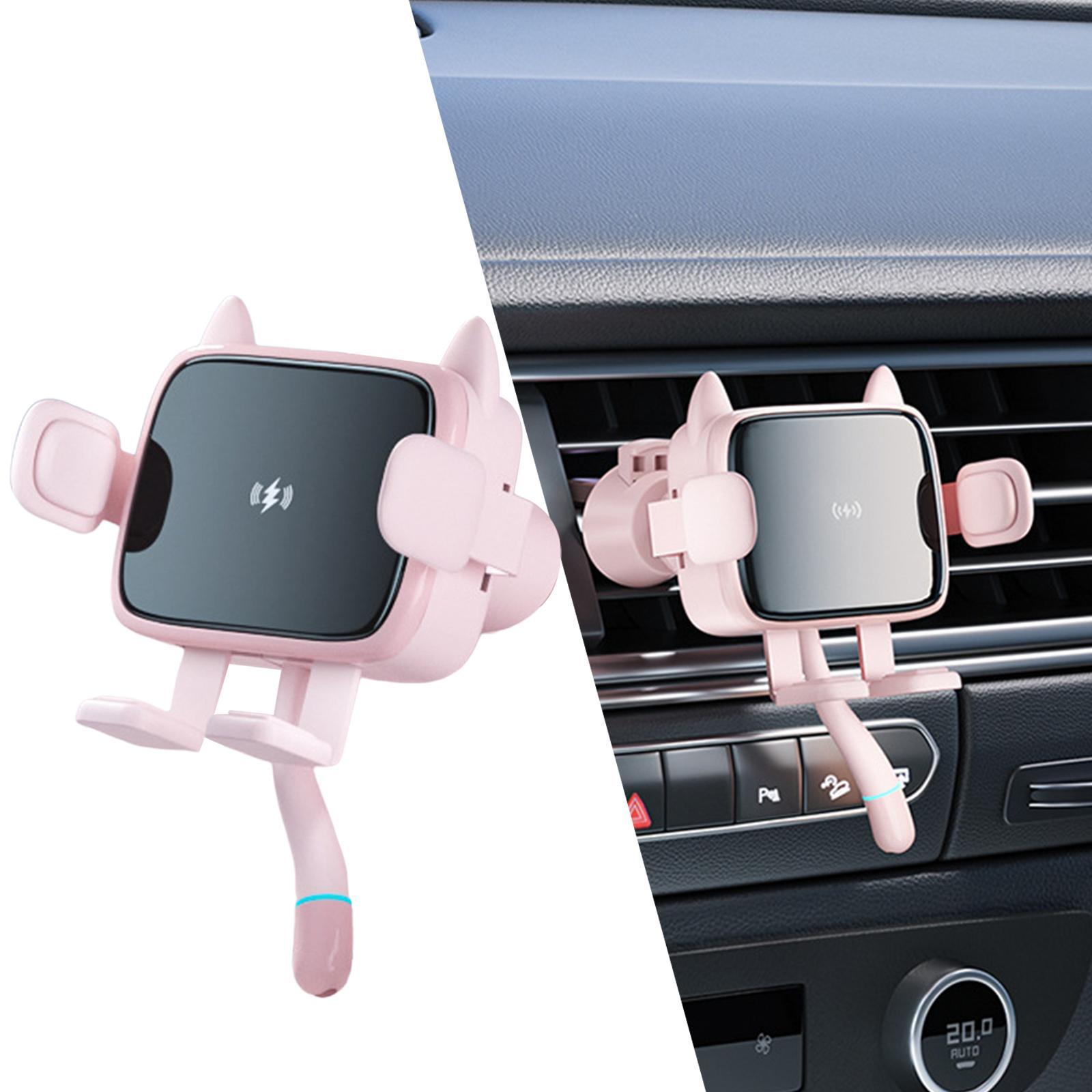 Cat Shape Wireless Car Charger Air Vent Mount Cell Phone Holder Quick Release Automatic Clamping