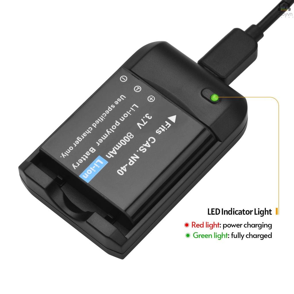 Bộ sạc pin NP-40 có đèn LED và 2 pin NP-40 3.7V 800mAh