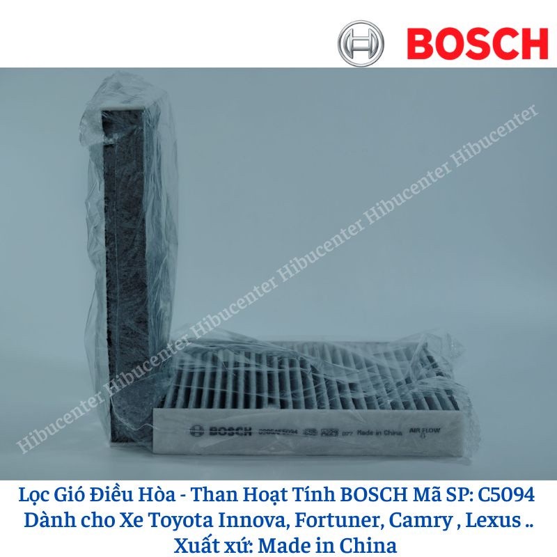 Lọc Gió Điều Hòa - Có Than Hoạt Tính / BOSCH / Mã SP: C5094 / Dành cho Xe Toyota Innova, Fortuner, Camry, Vios.. - Lexus ..