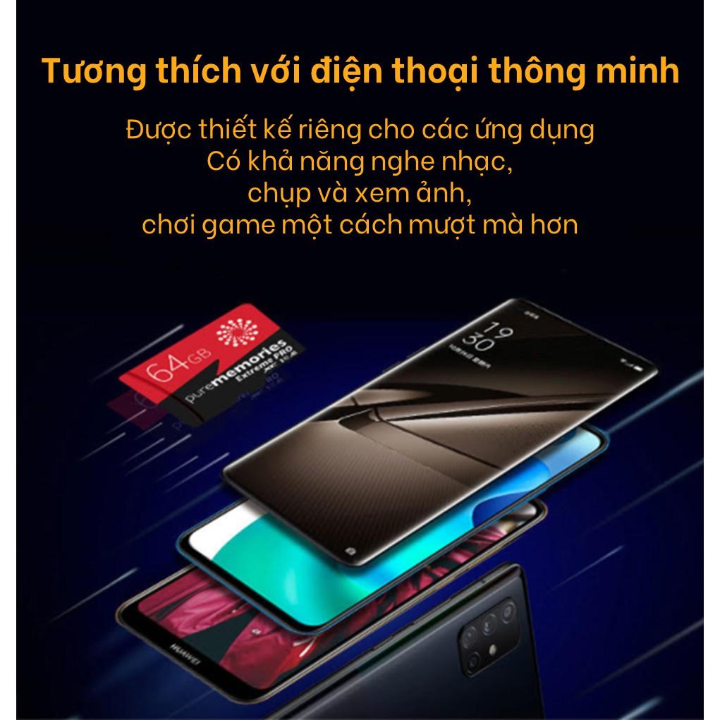 Thẻ nhớ 64Gb/32Gb Purememories Pro U3 Class 10–chuyên dụng cho CAMERA, Điện thoại, Máy ảnh,... tốc độ cao 95Mb-140Mb/s