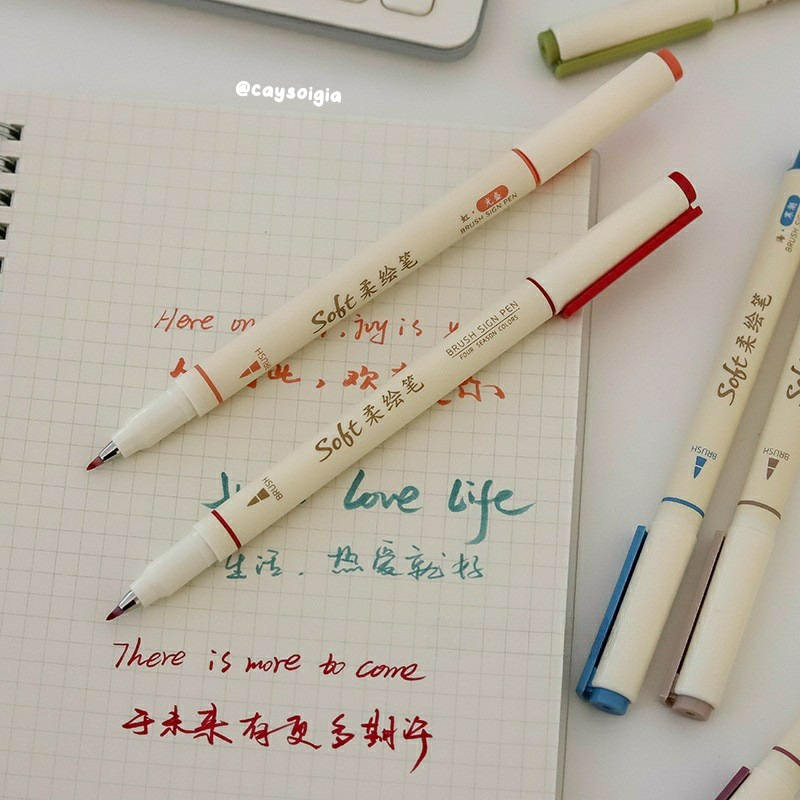 S55 - Bút viết calligraphy Soft Brush Sign Pen thư pháp hiện đại trang trí sổ bullet journal, tiêu đề, tựa bài - Mùa hạ