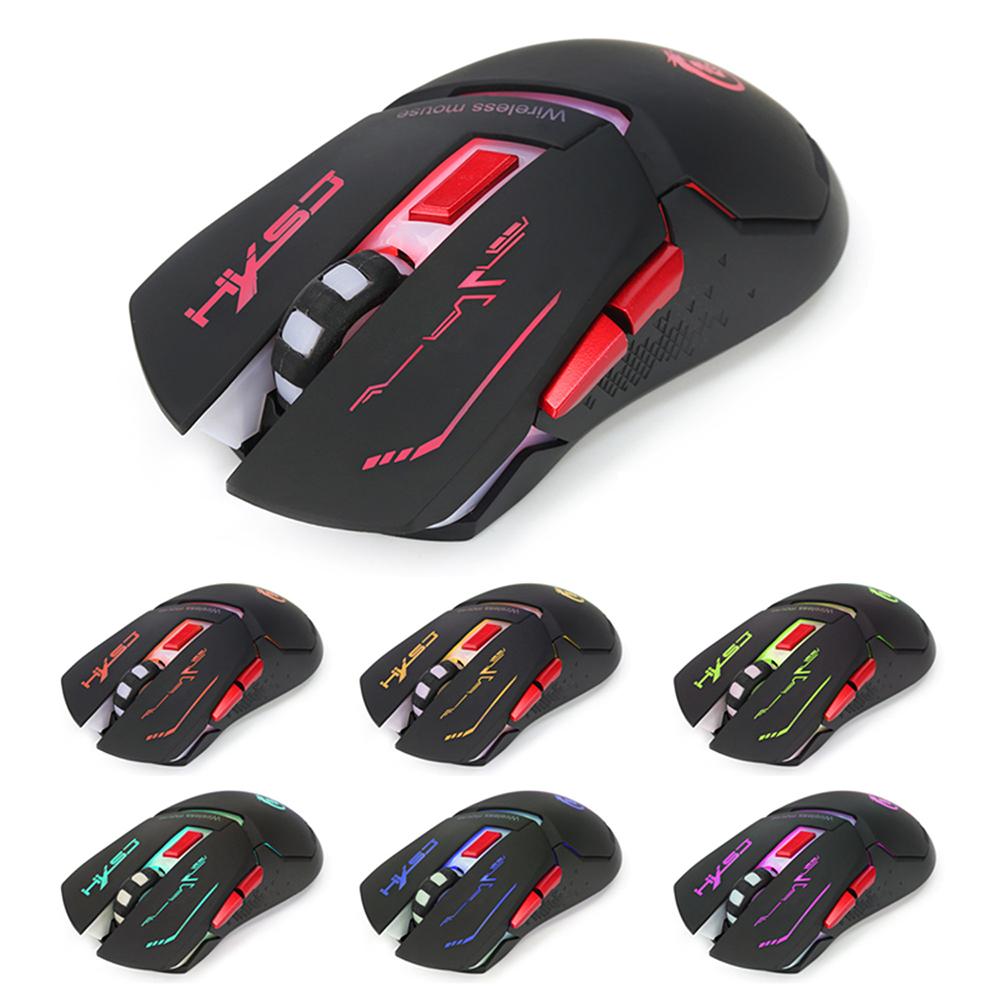 HXSJ X30 2.4G Wireless Rechargeable Mouse Ergonomic Mouse 3 Adjustable DPI Colorful Breathing Light Plug and Play Black