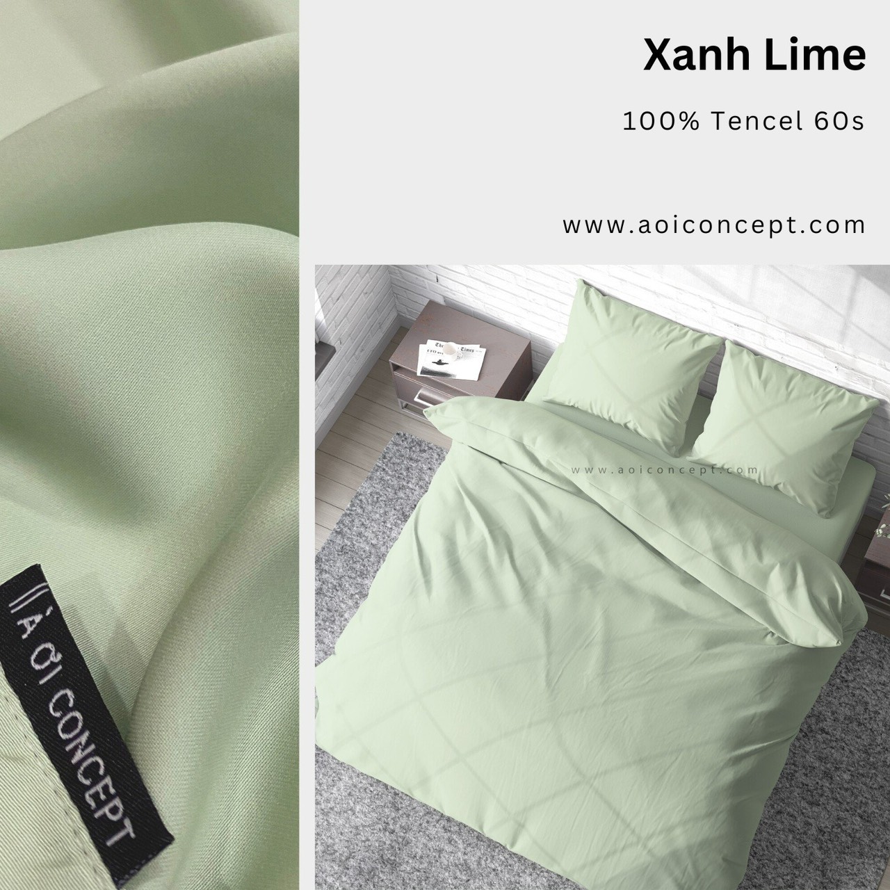 Bộ Chăn Ga Gối 4 Món Lụa Tencel Size 1m8 x 2m Trơn Nhiều Màu À Ơi Concept cao cấp Hàn Quốc